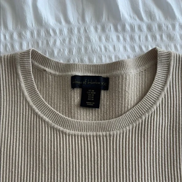 House of Harlow 1960 Cream Ribbed Tank Top - Picture 4 of 6